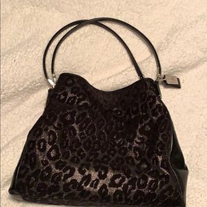 Black velvet/leopard authentic Coach handbag